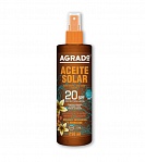 AGRADO iedeguma veicinoša sauļošanās eļļa SPF20, 250ml